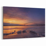 Mississippi River Art - Winter Bridge Sunset Canvas Prints