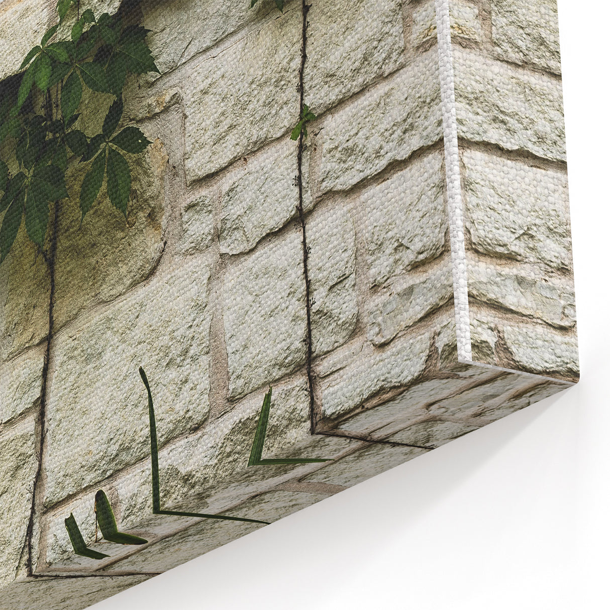 Rustic Stone Wall with Greenery Wall Art – Farmhouse Decor with Natural Charm