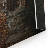 Rustic Stone Building with Firewood Wall Art – Farmhouse Decor Charm