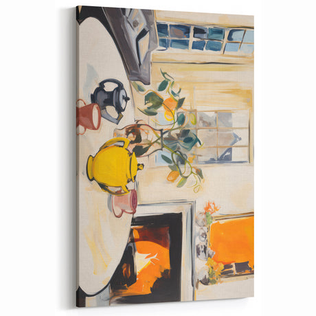 Electric Still Life Wall Art with Yellow Teapot | Modern Abstract Decor