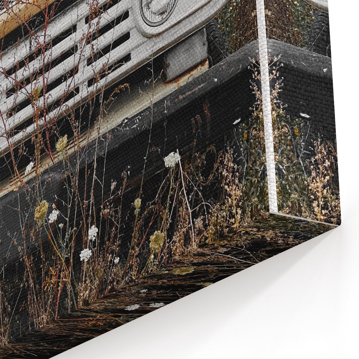 Rustic Wall Art: Vintage Abandoned Truck in Autumn Scene