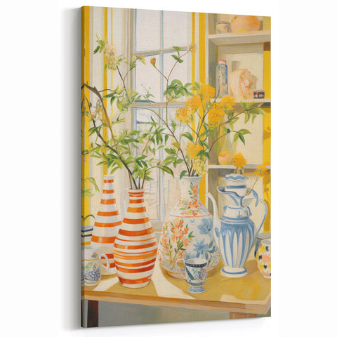 Electric Floral Still Life Wall Art with Vases | Vibrant Modern Decor
