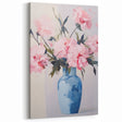 Electric Floral Art with Blue Vase and Pink Flowers | Modern Wall Decor