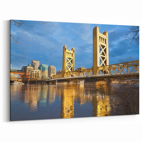 Sacramento Tower Bridge and Skyline – Riverfront Cityscape Wall Art