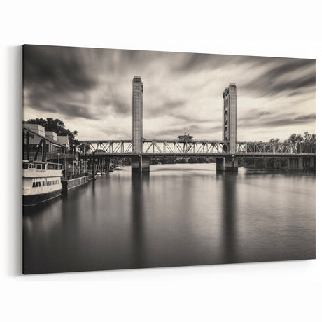 Black and White Sacramento Tower Bridge – Timeless Cityscape Wall Art