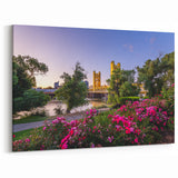 Tower Bridge Garden View – Sacramento Riverfront Floral Landscape Art