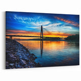 Kansas City Skyline Canvas - Vibrant Missouri Sunset Bridge Wall Art