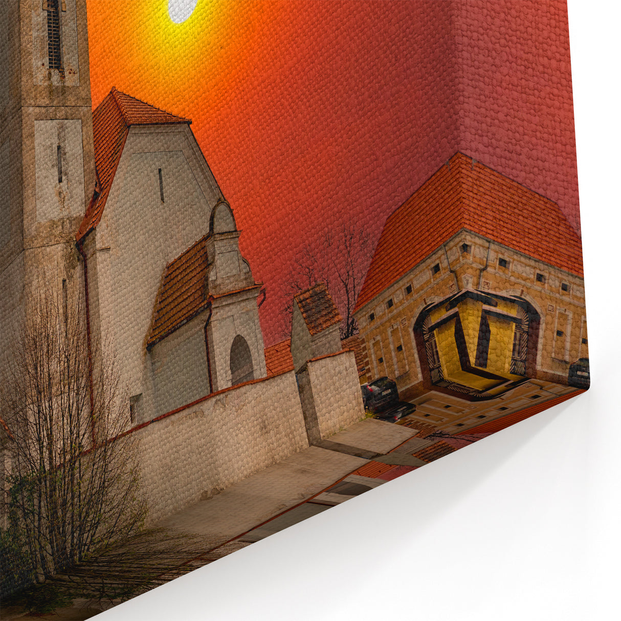 Missouri Scenic Church Wall Art - Rustic Sunset Kansas City Canvas Print