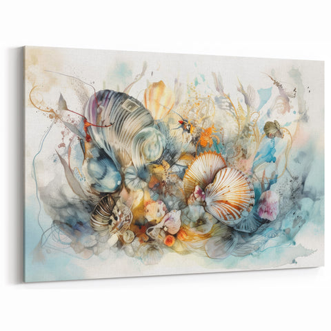 Seashell Collection Coastal Wall Art – Ocean-Themed Nature Print
