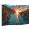 Sunset River Valley Wall Art – Vibrant Coastal Landscape Nature Print