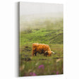 Rustic Wall Art - Highland Cow in Misty Pasture, Farmhouse Decor Print