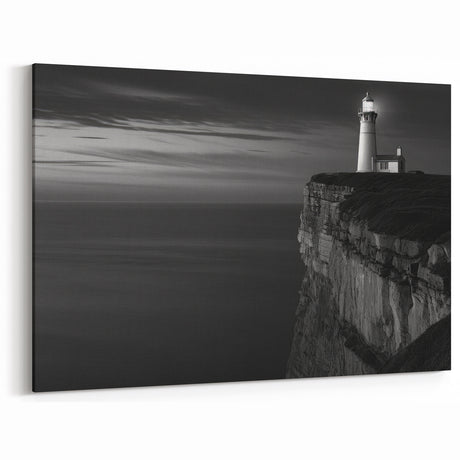 Coastal Wall Art: Black & White Lighthouse Nautical Seaside Print