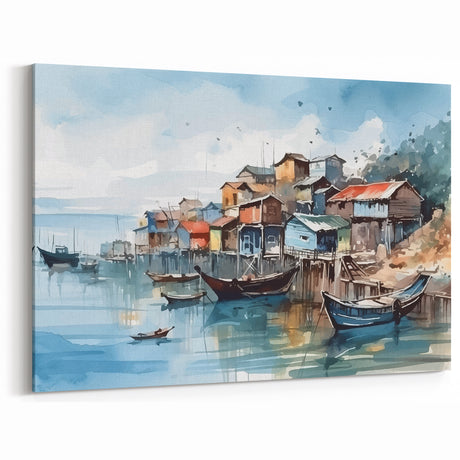 Seaside Artwork – Coastal Village Nautical Decor for Beach-Themed Homes