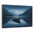 Adirondacks Wall Art – Serene Boat on Tranquil Lake with Misty Mountains