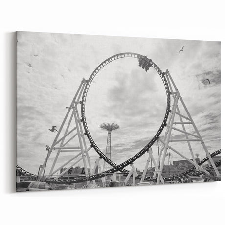 Scenic Coney Island Roller Coaster - New York Beach Art Photography