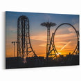 Sunset Coney Island Roller Coaster - New York Beach Scenic Wall Art