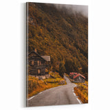 Rustic Wall Art - Country Road and Wooden Cabin for Farmhouse Decor