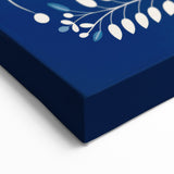 Minimalist Scandinavian Wall Art | Nordic Floral Print in Blue & White
