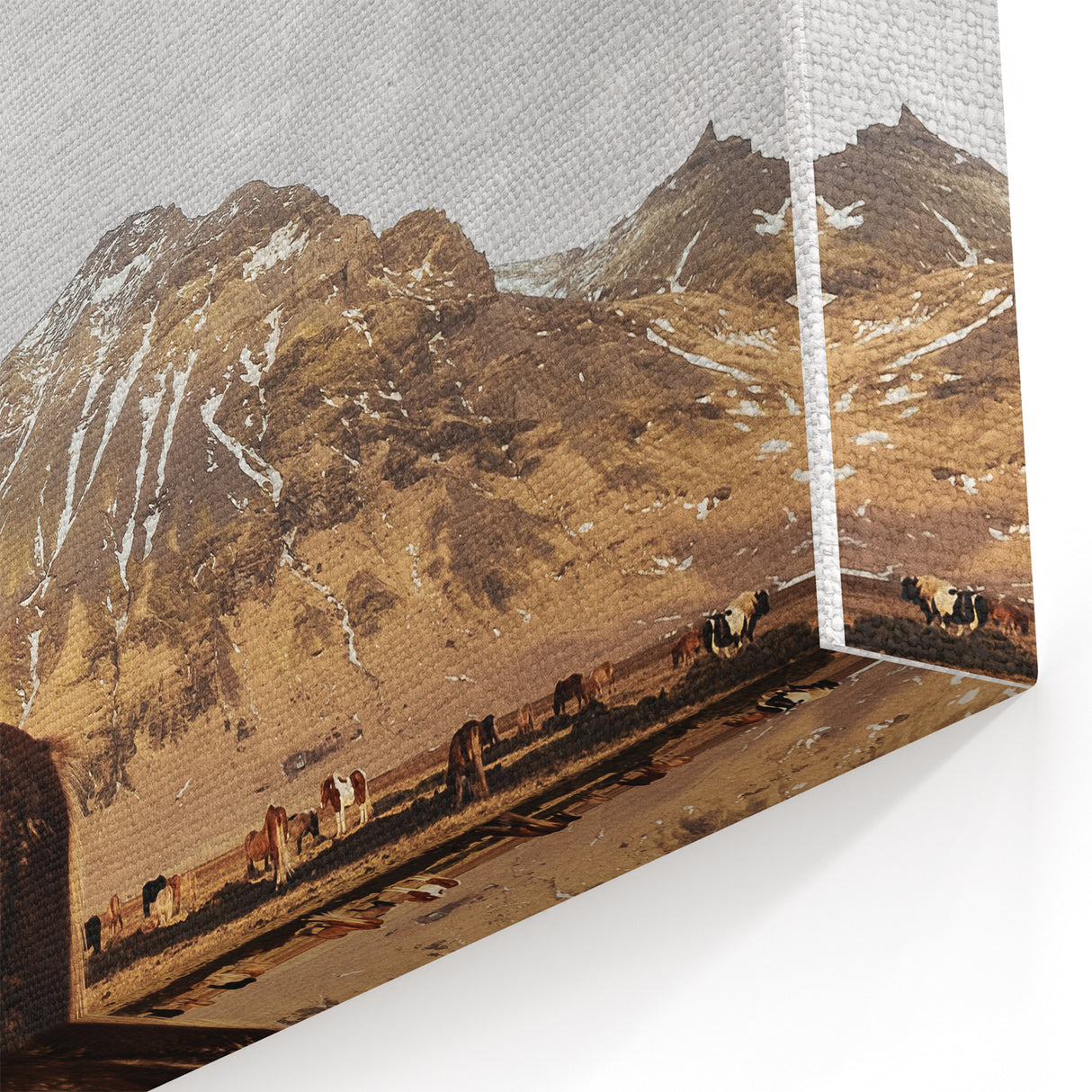 Rustic Wall Art - Wild Horse in Mountain Landscape for Farmhouse Decor
