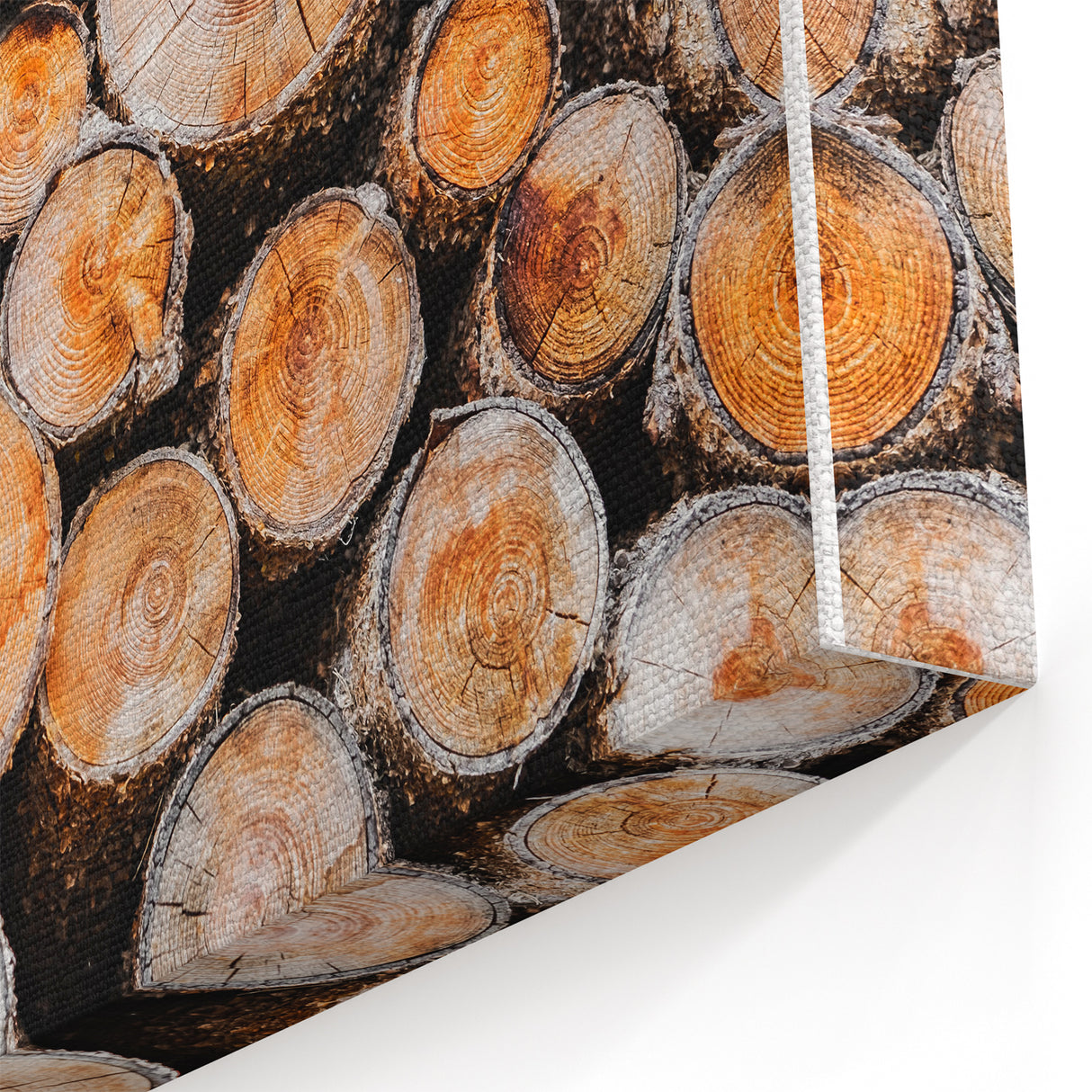 Rustic Wall Art - Stacked Firewood Close-Up for Cozy Farmhouse Decor