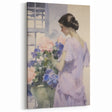 Elegant Woman with Flowers – Modern Electric Wall Art Canvas Print