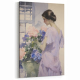 Elegant Woman with Flowers – Modern Electric Wall Art Canvas Print