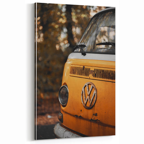 Rustic Wall Art - Vintage Yellow Van for Retro Farmhouse Decor