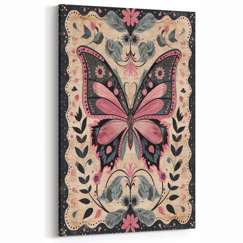 Scandinavian Butterfly Art | Elegant Floral Nordic-Inspired Wall Decor