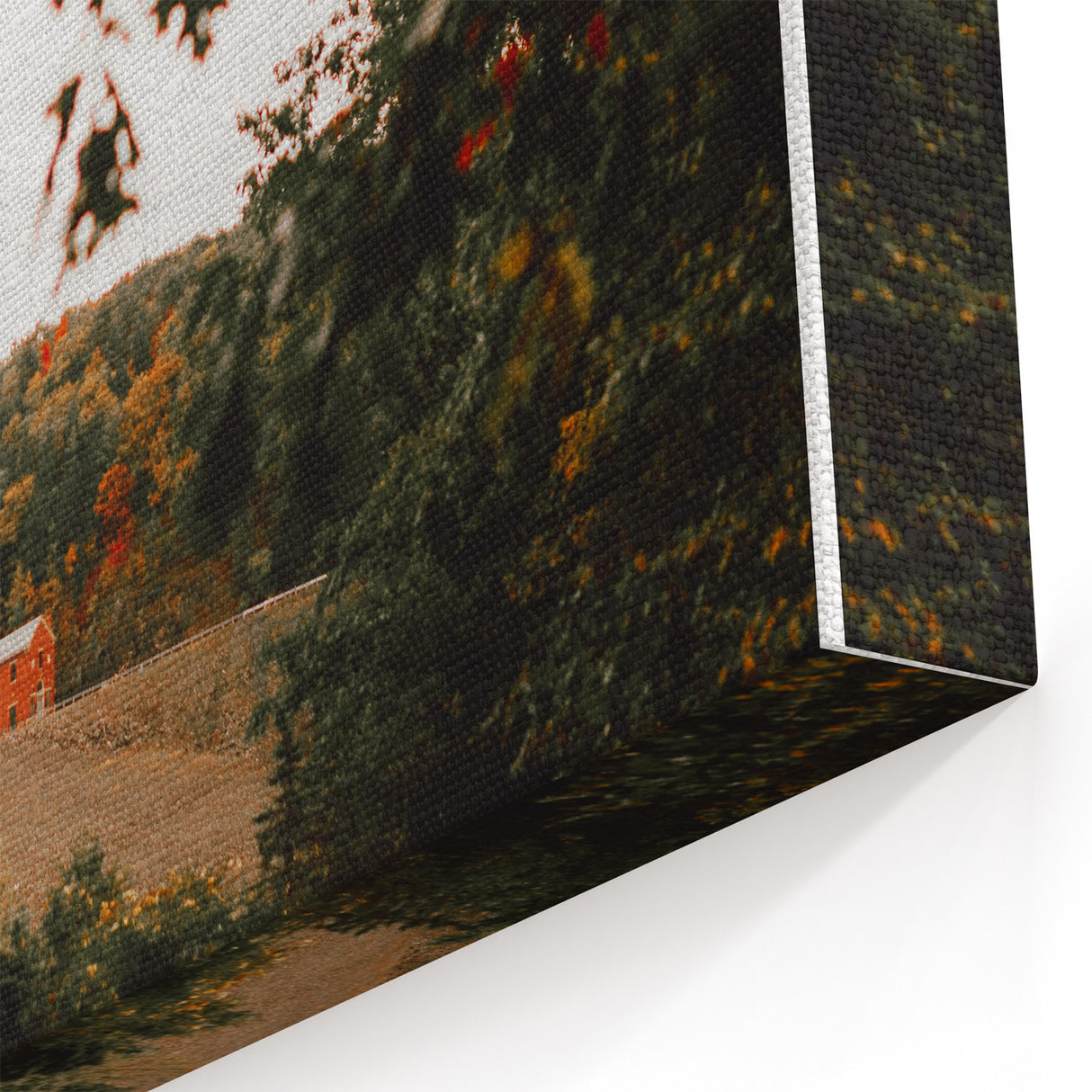 Rustic Landscape Art - Serene Country Road with Distant Red Barn