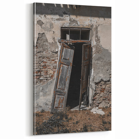 Rustic Art - Weathered Doorway of Abandoned Building Wall Decor