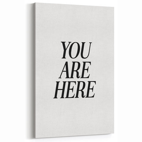 Electric Wall Art: Bold Black Typography 'You Are Here' for Modern Spaces