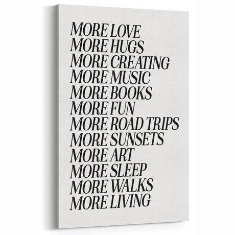 Electric Wall Art: Inspiring 'More Love, More Living' Typography Print