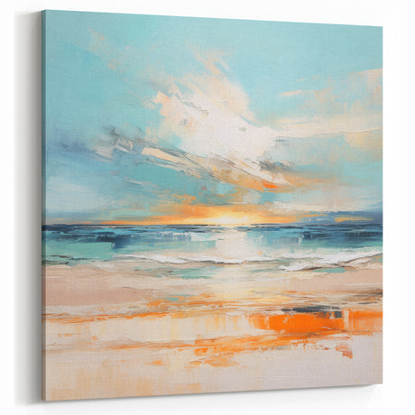 Coastal Wall Art – Vibrant Sunset Beach Ocean Art Print for Nautical Décor