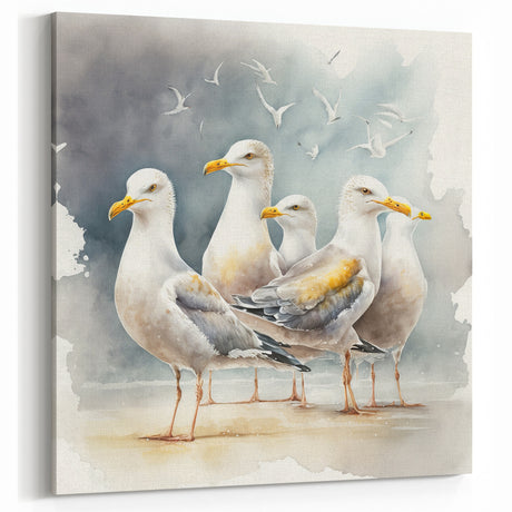 Coastal Wall Art – Seagulls by the Shore Beach-Themed Ocean Art Print