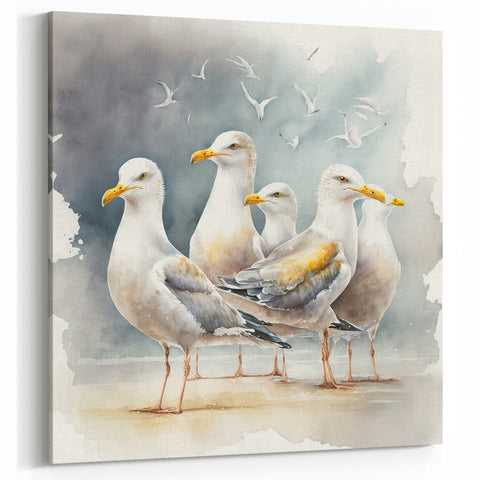 Coastal Wall Art – Seagulls by the Shore Beach-Themed Ocean Art Print