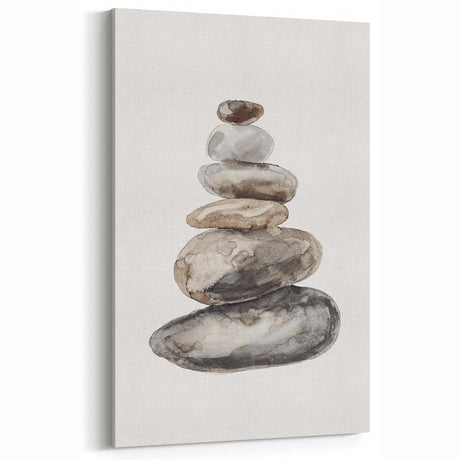 Neutral Coastal Rock Stack Wall Art - Beach-Themed Seaside Artwork
