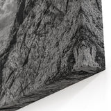 Coastal Wall Art - Black and White Ocean Waves on Rocky Shoreline Print