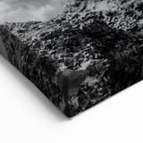Coastal Wall Art - Black and White Ocean Waves on Rocky Shoreline Print