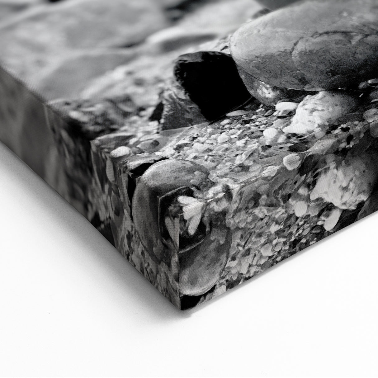 Coastal Wall Art - Black and White Stacked Stones Beach-Themed Print