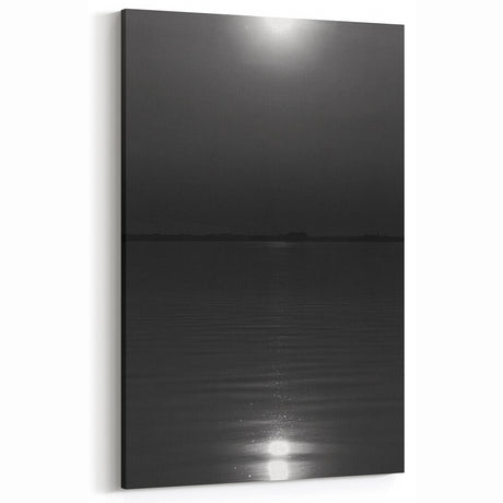 Coastal Wall Art - Moonlight Reflection on Water Black and White Print
