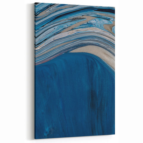 Coastal Wall Art - Abstract Blue Ocean Waves Beach-Themed Nautical Print