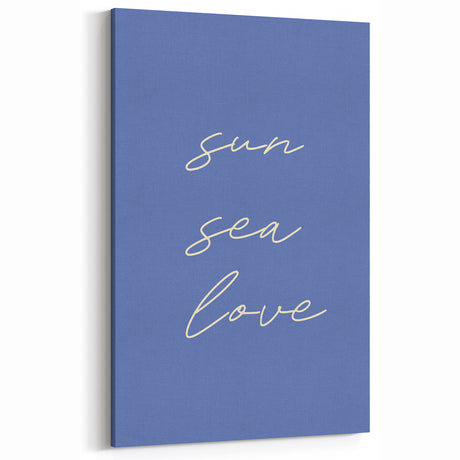 Coastal Wall Art - Minimalist 'Sun Sea Love' Beach-Themed Typography Print