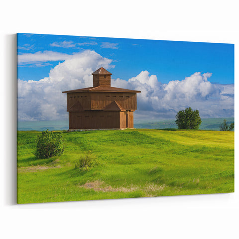 Wooden Structure in North Dakota Fields - Scenic Landscape Art Prints