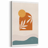Boho Sun & Leaf Abstract Wall Art | Warm Earthy Minimalist Decor Print