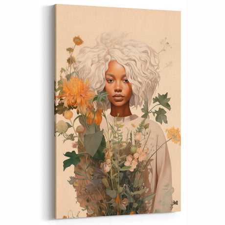 Maximalist Wall Art - Eclectic Floral Portrait for Bold Home Decor