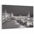 Framed Andalucía Art - Plaza de España in Black and White Nightscape