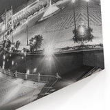 Framed Andalucía Art - Plaza de España in Black and White Nightscape