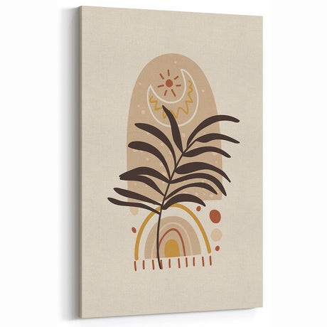 Bohemian Wall Art | Eclectic Sun and Plant Print | Boho Chic Decor