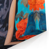 Maximalist Wall Art - Bold Eclectic Portrait with Birds - Vibrant Decor Piece