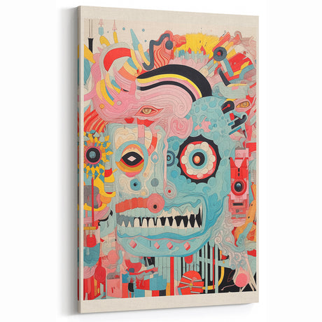Abstract Electric Wall Art – Bold Vibrant Electric Monster Face Print